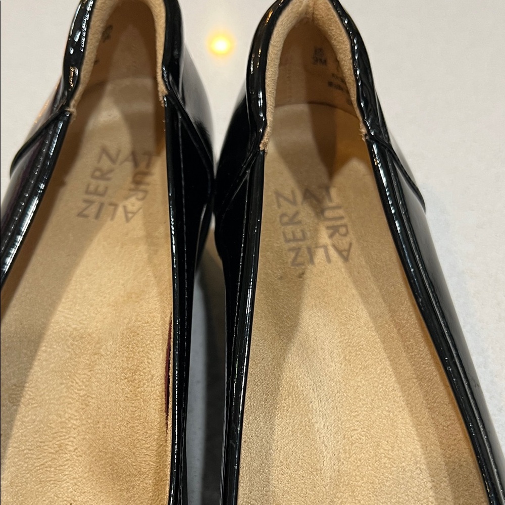 Naturalizer Black Patent Low Wedge Slip-Ons- All Day comfortable professional - Picture 2 of 7
